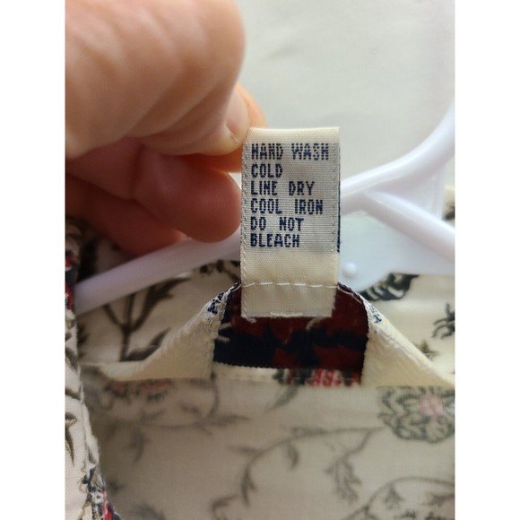 Vtg 80s 100% Cotton Linen feel Size 14 Blouse button Shirt floral long sleeve - Picture 8 of 8